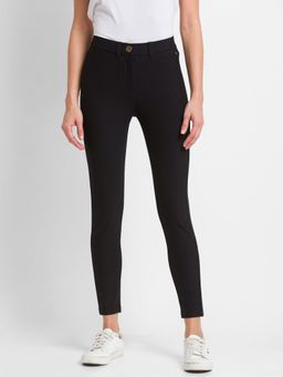 Spykar - Black Cotton Regular Fit Trackpants For Women