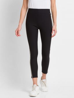 Spykar - Black Cotton Regular Fit Trackpants For Women