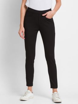 Spykar - Black Cotton Regular Fit Trackpants For Women