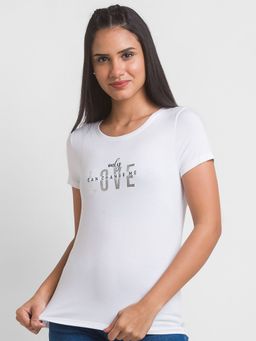 Spykar - White Cotton Half Sleeve Printed Casual T-shirt For Women