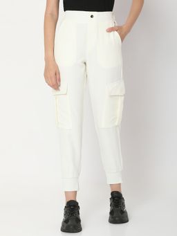 Spykar - White Cotton Regular Fit Trackpants For Women