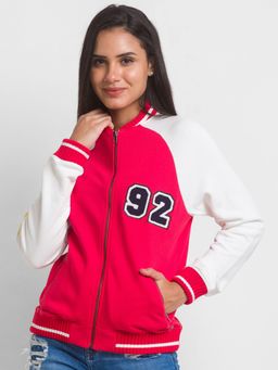 Spykar - Red Cotton Blend Full Sleeve High Neck Sweatshirt For Women