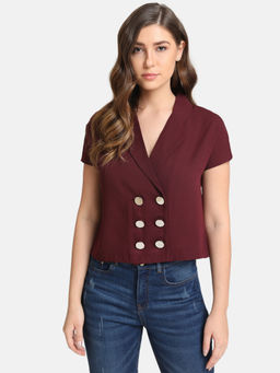 Kazo - Maroon Double Breasted Shirt