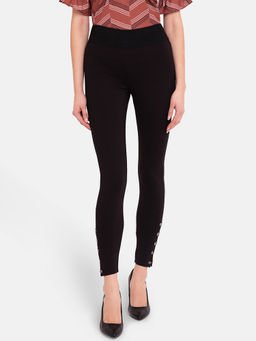 Kazo - Black Metal Trim Jegging