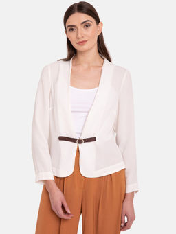 Kazo - White Solid Cape With belt
