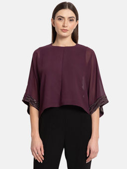 Kazo - Purple Kimono Style Embellished Top
