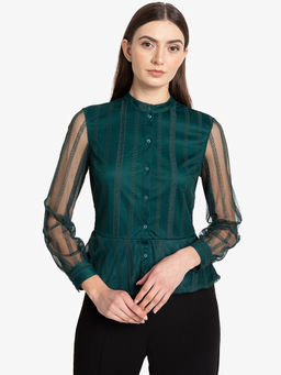 Kazo - Green Peplum Shirt