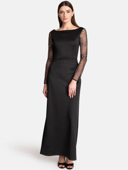 Kazo - Black Embellished Sleeve Maxi Dress