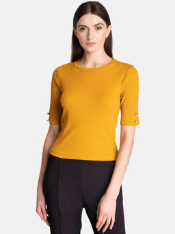 Kazo - Yellow Round Neck T-Shirt