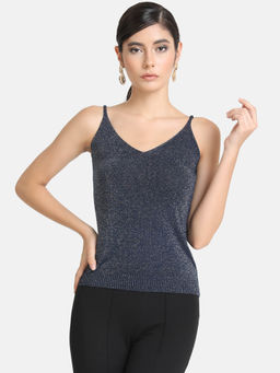 Kazo - Navy Blue Shimmer Spagetti Top