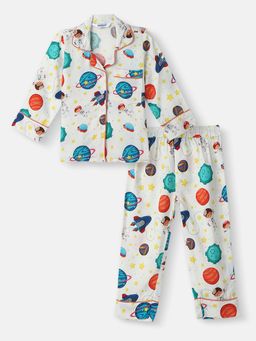 Nautinati - Planet Printed Night Suit Shirt and Pyjama (Set of 2)