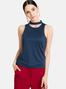 Kazo - Dress Blue Halter Neck Top With Back Keyhole