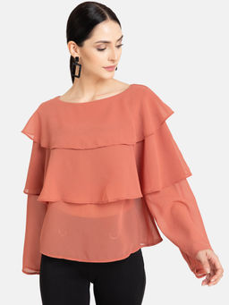 Kazo - Brick Dust Ruffle Tear Top