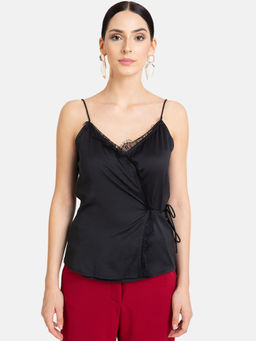 Kazo - Black Lace Insert Spaghetti Top