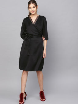 Kazo - Black Lace Elasticated Dress