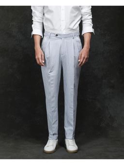 Rare Rabbit - Ace Light Blue Stripes Relaxed Fit Trouser