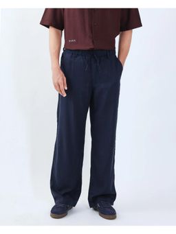 Rare Rabbit - Coft-B Navy Blue Plain Loose Trouser