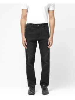 Rare Rabbit - Inky Black Plain Regular Fit Jeans