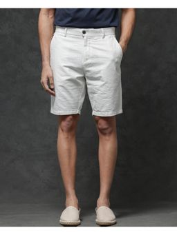 Rare Rabbit - Jecky Off White Jacquard Relaxed Fit Shorts