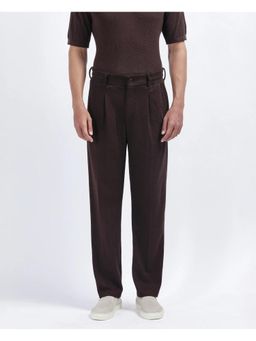 Rare Rabbit - Keloe Dark Brown Plain Baggy Fit Trouser