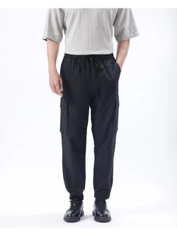 Rare Rabbit - Korb Black Plain Relaxed Fit Cargo Pant