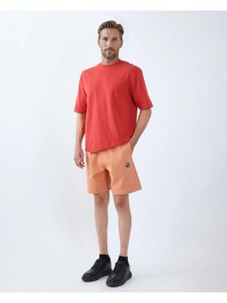 Rare Rabbit - Linor Dark Orange Plain Regular Fit Shorts