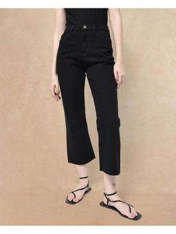 RAREISM - Winona SC Black Plain Crop Flare Jeans