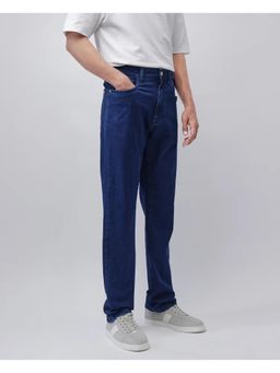 Rare Rabbit - Zane Dark Blue Plain Regular Fit Jeans