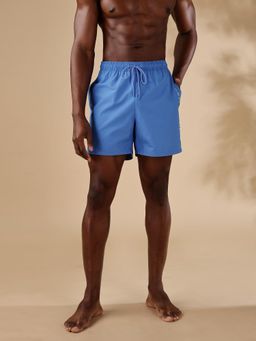 Tommy Hilfiger - Blue Regular Fit Solid Mid Rise Shorts