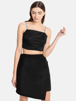 Kazo - Black Spaghetti Crop Top