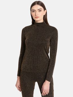 Kazo - Black Band neck Bodycon T-Shirt