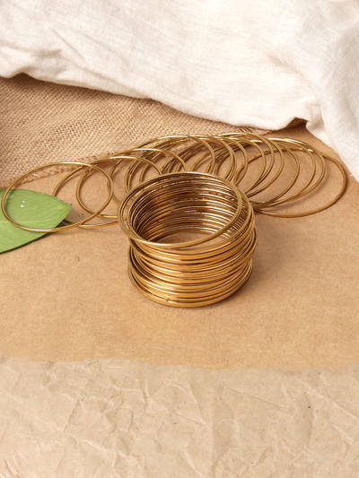 Antique Gold Plated Metal Classic Bangles For Women (Pack of 18) (2.4)