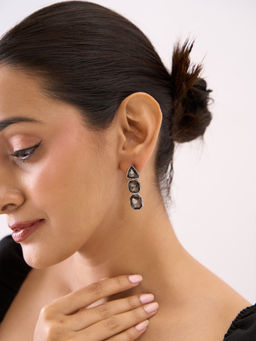ToniQ - Black Stone Party Drop & Dangler Earrings