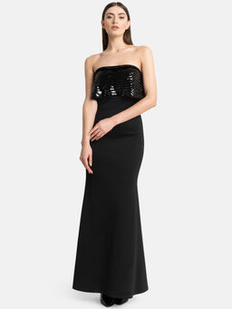 Kazo - Black Sequin Overlay Maxi