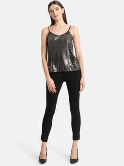 Kazo - Black Sequin Singlet Top