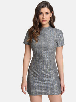 Kazo - Blue & Grey Suede Bestseller Version Mini Dress