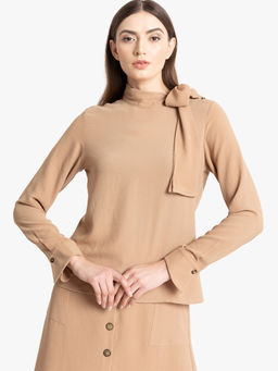 Kazo - Beige Tie Up On The Neck