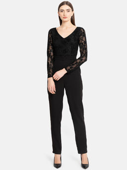 Kazo - Black Lace Jumpsuit With Narrow Bottom
