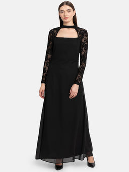 Kazo - Black Lace Sleeve Maxi Dress