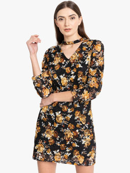 Kazo - Black Stretch Lace Dress