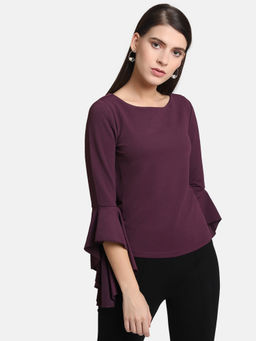 Kazo - Purple Flared Sleeves Top