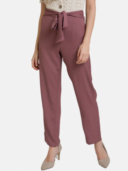 Kazo - Pale Mauve Waist-Tie Up Straight Fit Trouser