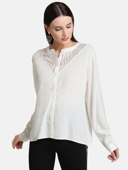 Kazo - White Lace Insert Shirt
