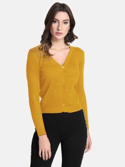 Kazo - Yellow Solid Cardigan