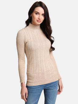 Kazo - Beige Solid Sweater