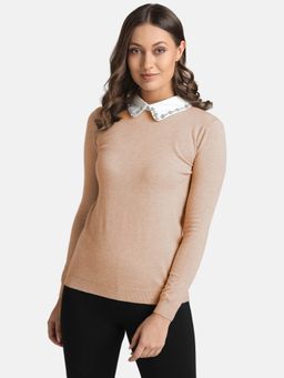 Kazo - Beige Solid Sweater