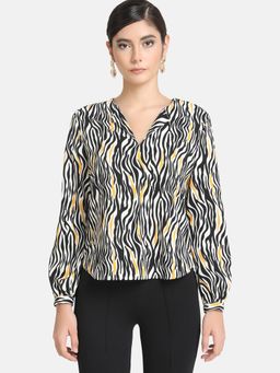 Kazo - Black Combo Zebra Print Top