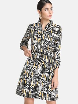 Kazo - Black Combo Zebra Shirt Dress