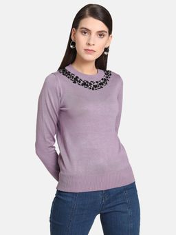Kazo - Lavender Embellished Sweater