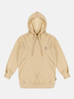 KiddoPanti - Beige Solid Full Sleeve Hoodie